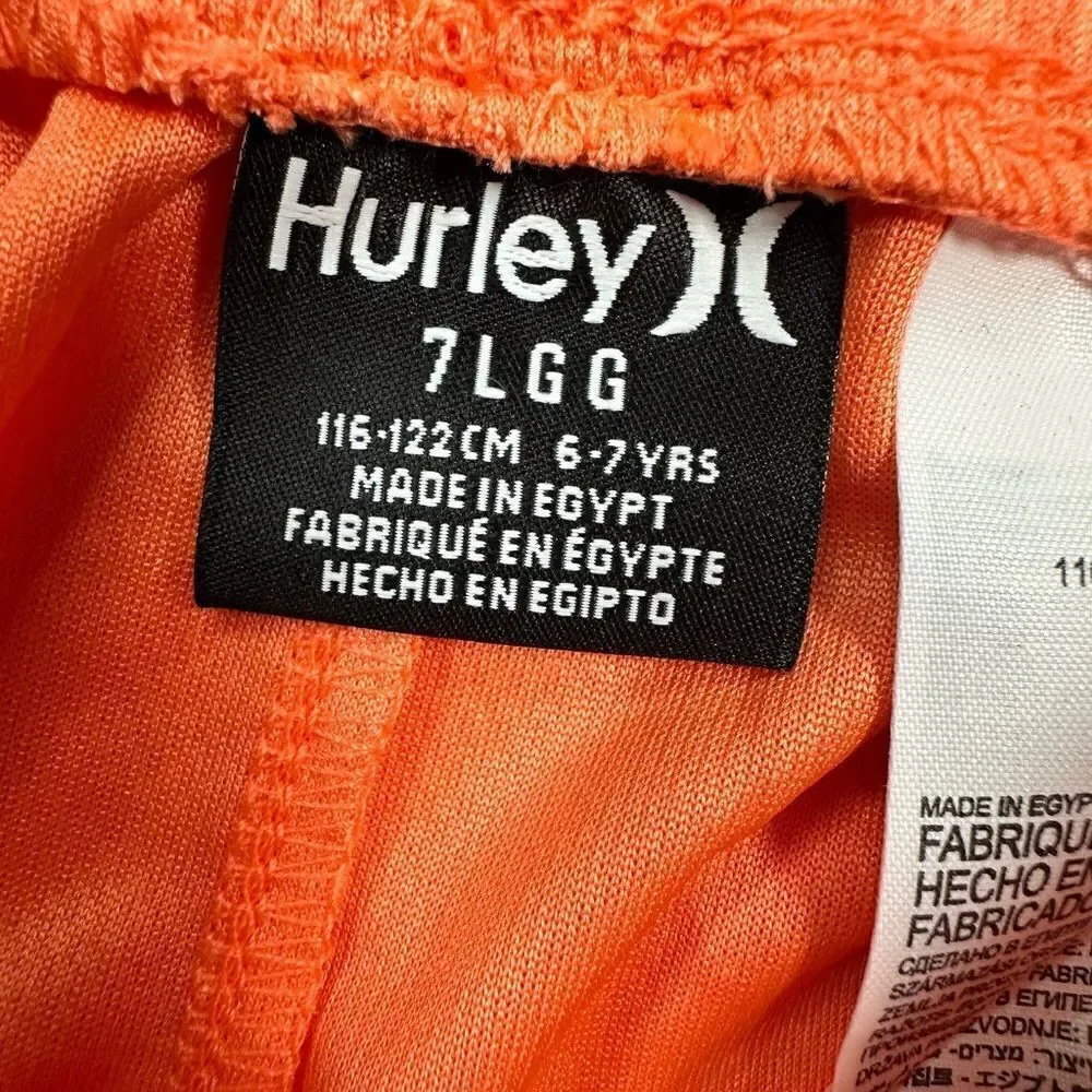 NWT Hurley Boys Kids Orange White Stripe Athletic Shorts - Size 7